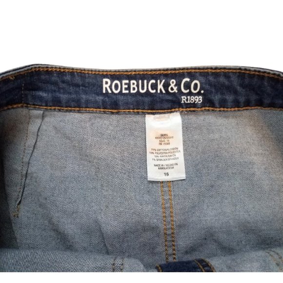 SEARS ROEBUCK & CO Button-Front Frayed Hem Blue Denim Jean Skirt - Picture 4 of 4